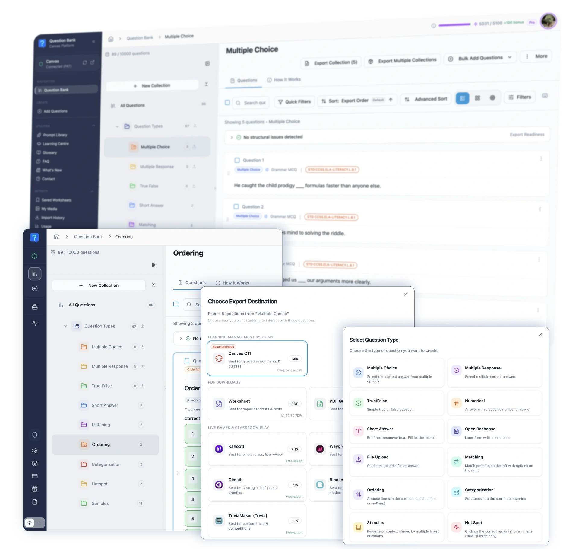 Canvas Question Bank Platform — Generate, Organize & Export Questions ...